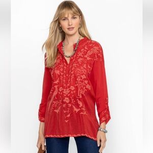BNWT JOHNNY WAS SLIM AUDREY EMBROIDERED TUNIC